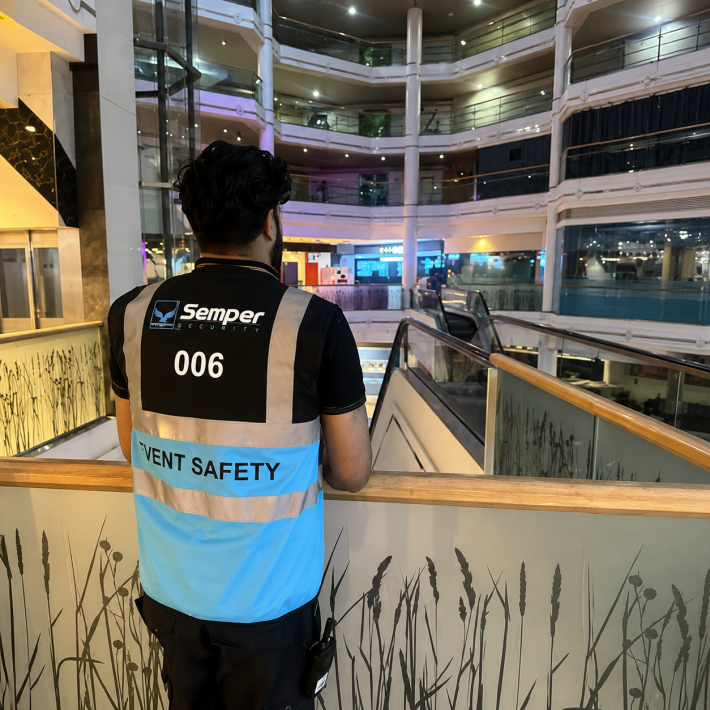 Semper Security officer providing retail security in a shopping environment
